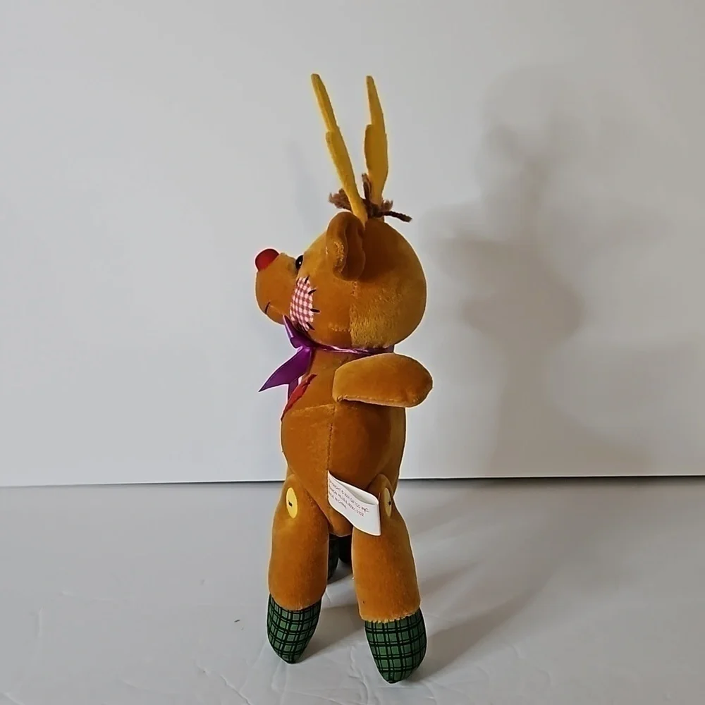 Vintage 2001 REINDEER Red Noise Patchwork Plush Pre-owned